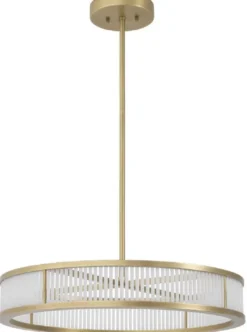 Casa Padrino Luxus LED Kronleuchter Antik Messingfarben / Weiß Ø 70 x H. 15 cm - Moderner runder dimmbarer Kronleuchter - Luxus Qualität