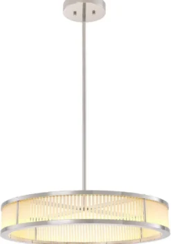 Casa Padrino Luxus LED Kronleuchter Silber / Weiß Ø 70 x H. 15 cm - Moderner runder dimmbarer Kronleuchter - Luxus Qualität