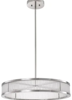 Casa Padrino Luxus LED Kronleuchter Silber / Weiß Ø 70 x H. 15 cm - Moderner runder dimmbarer Kronleuchter - Luxus Qualität
