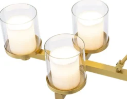 Casa Padrino Luxus LED Kronleuchter Messingfarben 155 x 38 x H. 59 cm - Moderner Kronleuchter mit Glas Lampenschirmen - Luxus Qualität