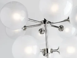 Casa Padrino Luxus LED Kronleuchter Silber Ø 75,6 x H. 63,5 cm - Kronleuchter mit kugelförmigen Lampenschirmen - Luxus Qualität