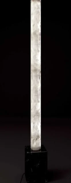 Casa Padrino Luxus LED Stehleuchte Alabaster / Schwarz H. 185 cm - Made in Italy