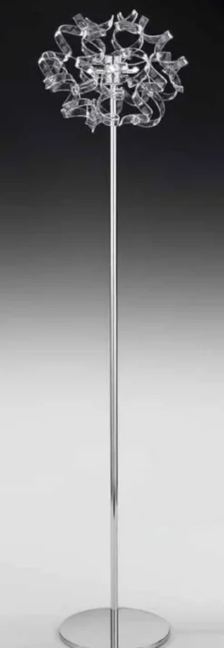 Casa Padrino Luxus LED Stehleuchte Silber Ø 45 x H. 175 cm - Wohnzimmer Stehlampe mit 12 Glaselementen - Hotel Stehleuchte - Luxus Qualität - Made in Italy