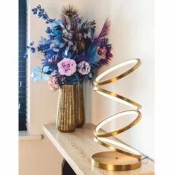 Casa Padrino Luxus LED Tischleuchte Gold Ø 25 x H. 53 cm - Runde Schreibtischleuchte