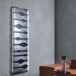 Casa Padrino Luxus LED Wandheizung Schwarz / Weiß H. 182 cm - Made in Italy