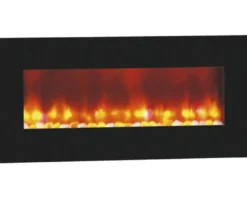 Casa Padrino Luxus LED Wandkamin Schwarz 98 x 45 cm - Elekro Wand Kamin