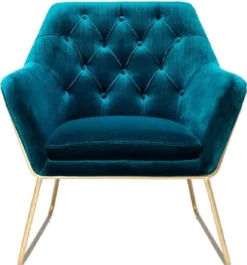 Casa Padrino Luxus Lounge Samt Sessel Blau / Messing 75 x 78 x H. 82 cm - Retro Wohnzimmer Sessel - Luxus Möbel