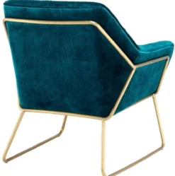 Casa Padrino Luxus Lounge Samt Sessel Blau / Messing 75 x 78 x H. 82 cm - Retro Wohnzimmer Sessel - Luxus Möbel