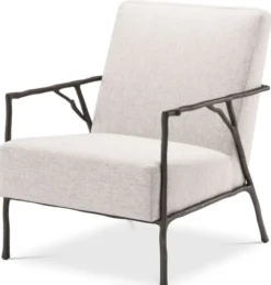 Casa Padrino Luxus Lounge Sessel Naturfarben / Bronze 63 x 81 x H. 82 cm - Wohnzimmer Sessel - Hotel Sessel - Luxus Möbel