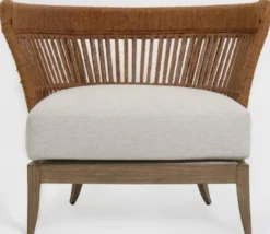 Casa Padrino Luxus Lounge Sessel Braun / Hellgrau 88 x 74 x H. 75 cm - Massivholz Wohnzimmer Sessel - Wohnzimmer Möbel - Luxus Möbel