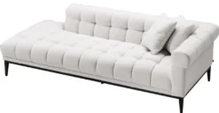 Casa Padrino Luxus Lounge Sofa Weiß / Schwarz 223 x 98 x H. 69 cm - Rechtsseitiges Wohnzimmer Sofa mit 2 Kissen - Luxus Qualität