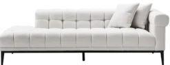 Casa Padrino Luxus Lounge Sofa Weiß / Schwarz 223 x 98 x H. 69 cm - Rechtsseitiges Wohnzimmer Sofa mit 2 Kissen - Luxus Qualität