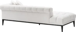 Casa Padrino Luxus Lounge Sofa Weiß / Schwarz 223 x 98 x H. 69 cm - Rechtsseitiges Wohnzimmer Sofa mit 2 Kissen - Luxus Qualität