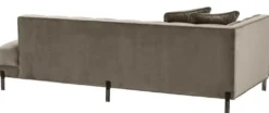 Casa Padrino Luxus Lounge Sofa Greige / Schwarz 223 x 95 x H. 68 cm - Linksseitiges Wohnzimmer Sofa mit edlem Samtsoff und 2 Kissen