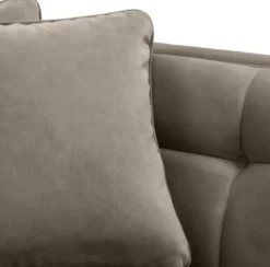 Casa Padrino Luxus Lounge Sofa Greige / Schwarz 223 x 95 x H. 68 cm - Linksseitiges Wohnzimmer Sofa mit edlem Samtsoff und 2 Kissen