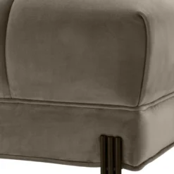Casa Padrino Luxus Lounge Sofa Greige / Schwarz 223 x 95 x H. 68 cm - Linksseitiges Wohnzimmer Sofa mit edlem Samtsoff und 2 Kissen