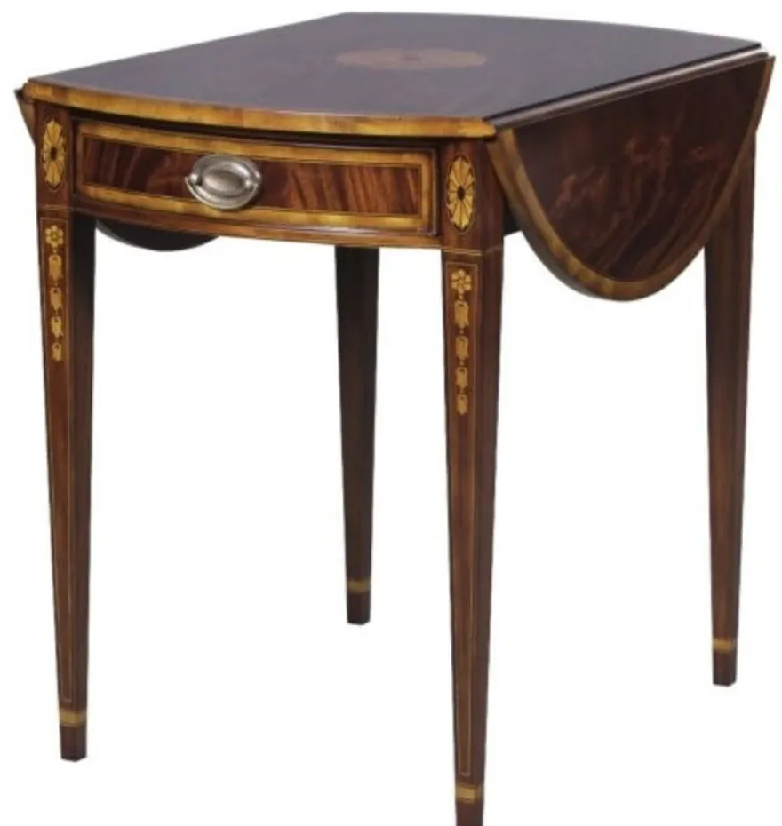 Casa Padrino Luxus Mahagoni Beistelltisch mit Schublade Braun 96 x 77 x H. 73 cm - Wohnzimmermöbel
