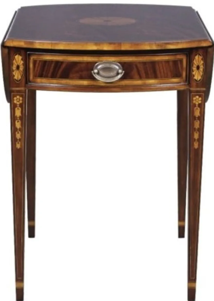 Casa Padrino Luxus Mahagoni Beistelltisch mit Schublade Braun 96 x 77 x H. 73 cm - Wohnzimmermöbel