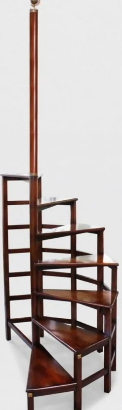 Casa Padrino Luxus Mahagoni Bibliothekstreppe Dunkelbraun 103 x 55 x H. 252 cm - Massivholz Bibliotheksleiter - Büro Möbel - Luxus Möbel - Büro Einrichtung - Luxus Einrichtung