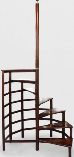 Casa Padrino Luxus Mahagoni Bibliothekstreppe Dunkelbraun 103 x 55 x H. 252 cm - Massivholz Bibliotheksleiter - Büro Möbel - Luxus Möbel - Büro Einrichtung - Luxus Einrichtung