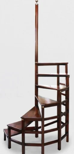 Casa Padrino Luxus Mahagoni Bibliothekstreppe Dunkelbraun 103 x 55 x H. 252 cm - Massivholz Bibliotheksleiter - Büro Möbel - Luxus Möbel - Büro Einrichtung - Luxus Einrichtung