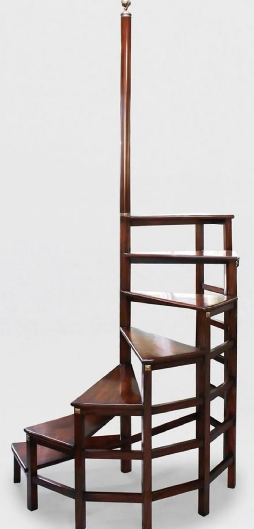 Casa Padrino Luxus Mahagoni Bibliothekstreppe Dunkelbraun 103 x 55 x H. 252 cm - Massivholz Bibliotheksleiter - Büro Möbel - Luxus Möbel - Büro Einrichtung - Luxus Einrichtung