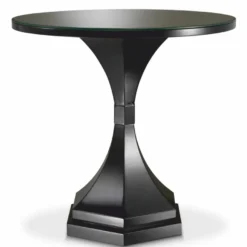 Casa Padrino Luxus Mahagoni Beistelltisch mit Glasplatte Schwarz Ø 69 x H. 68 cm
