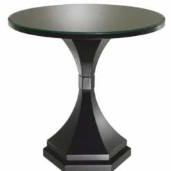 Casa Padrino Luxus Mahagoni Beistelltisch mit Glasplatte Schwarz Ø 69 x H. 68 cm