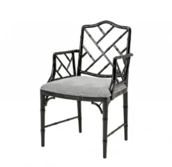 Casa Padrino Luxus Mahagoni Esszimmer Stuhl mit Armlehne Schwarz - Limited Edition