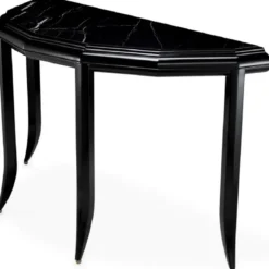 Casa Padrino Luxus Mahagoni Konsole mit Marmorplatte Schwarz 128 cm - Luxus Möbel