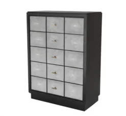 Casa Padrino Luxus Mahagoni Kommode - Schwarz / Grau / Antik Messing - 96,5 x 47,5 x H. 130 cm