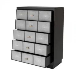 Casa Padrino Luxus Mahagoni Kommode - Schwarz / Grau / Antik Messing - 96,5 x 47,5 x H. 130 cm