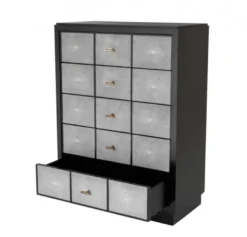 Casa Padrino Luxus Mahagoni Kommode - Schwarz / Grau / Antik Messing - 96,5 x 47,5 x H. 130 cm