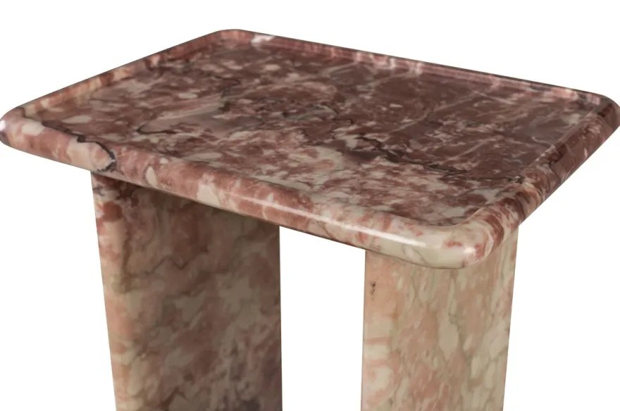 Casa Padrino Luxus Marmor Beistelltisch Rosa 30,5 x 23 x H. 41,5 cm - Schlanker Beistelltisch aus hochwertigem Rosalia Pink Marmor - Luxus Möbel
