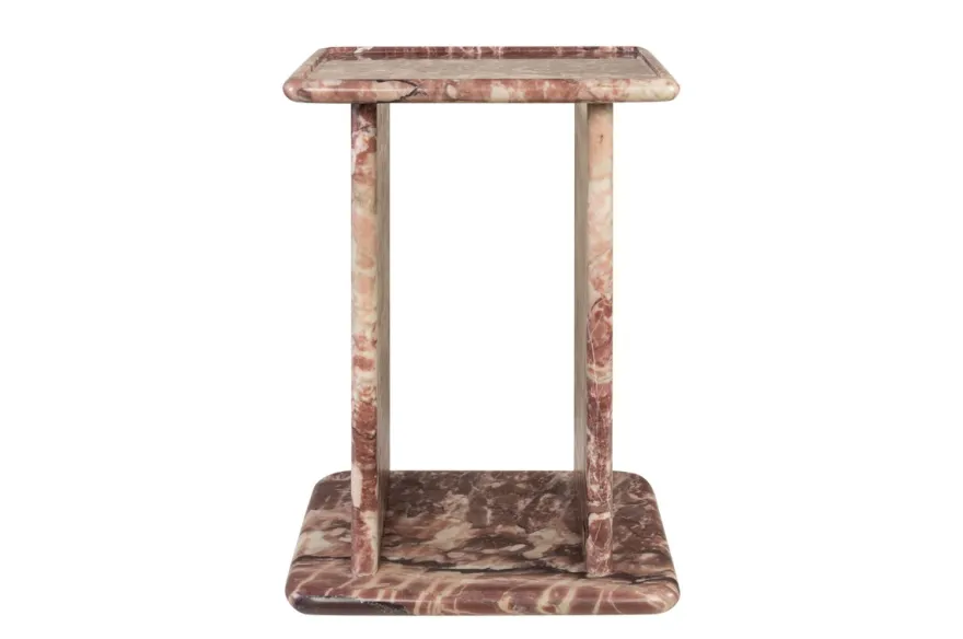 Casa Padrino Luxus Marmor Beistelltisch Rosa 30,5 x 23 x H. 41,5 cm - Schlanker Beistelltisch aus hochwertigem Rosalia Pink Marmor - Luxus Möbel