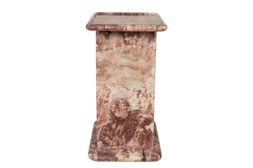 Casa Padrino Luxus Marmor Beistelltisch Rosa 30,5 x 23 x H. 41,5 cm - Schlanker Beistelltisch aus hochwertigem Rosalia Pink Marmor - Luxus Möbel