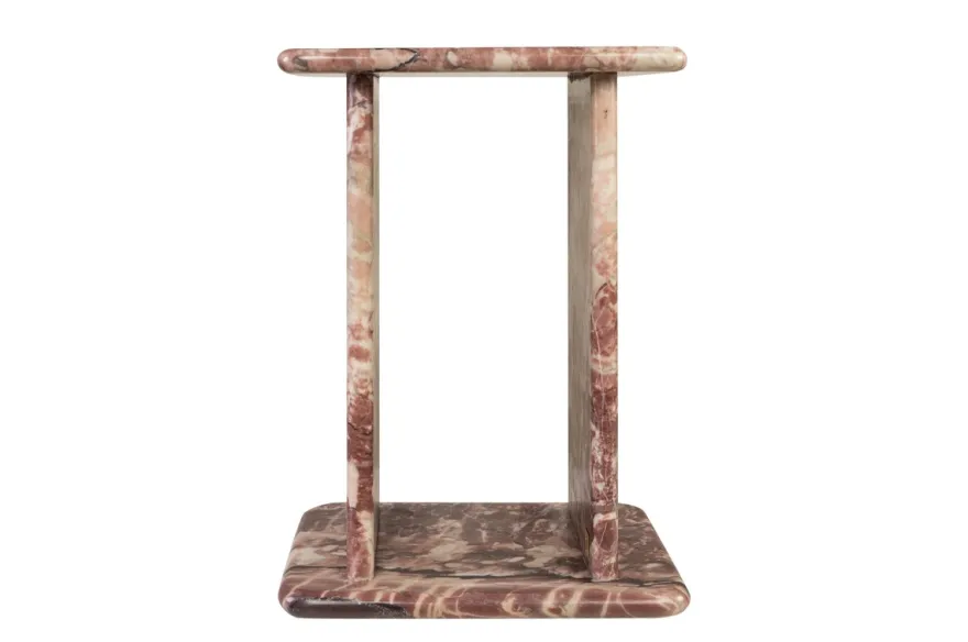 Casa Padrino Luxus Marmor Beistelltisch Rosa 30,5 x 23 x H. 41,5 cm - Schlanker Beistelltisch aus hochwertigem Rosalia Pink Marmor - Luxus Möbel