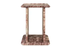 Casa Padrino Luxus Marmor Beistelltisch Rosa 30,5 x 23 x H. 41,5 cm - Schlanker Beistelltisch aus hochwertigem Rosalia Pink Marmor - Luxus Möbel