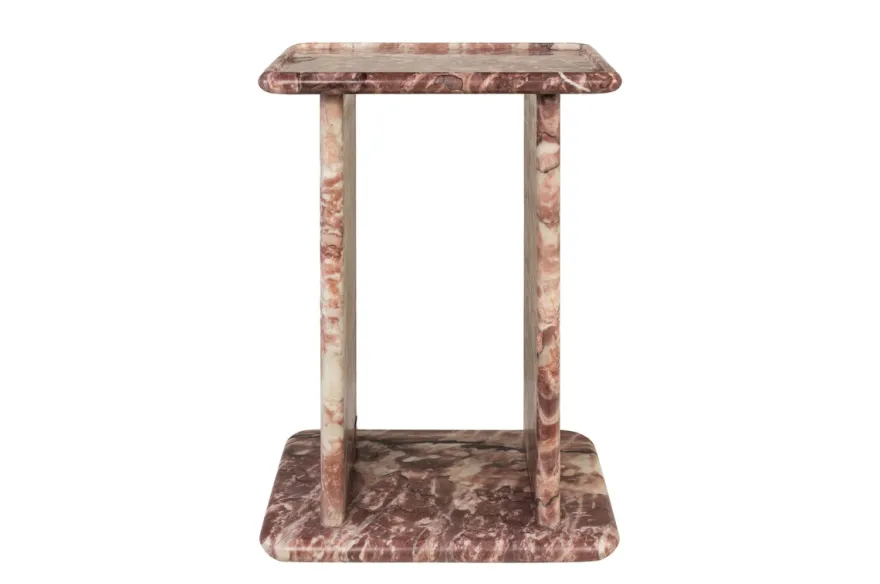 Casa Padrino Luxus Marmor Beistelltisch Rosa 30,5 x 23 x H. 41,5 cm - Schlanker Beistelltisch aus hochwertigem Rosalia Pink Marmor - Luxus Möbel