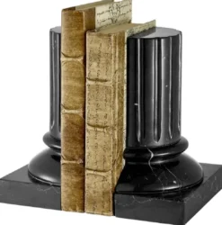 Casa Padrino Luxus Marmor Buchstützen Set Barock Säulen Schwarz 8,5 x 17 x H. 21 cm - Schreibtisch Deko - Wohnzimmer Deko - Luxus Marmor Deko Accessoires