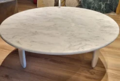 Casa Padrino Luxus Marmor Couchtisch Weiß 140 cm - Luxus Wohnzimmer Möbel