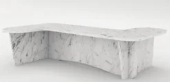 Casa Padrino Luxus Marmor Couchtisch Weiß 140 x 70 x H. 35 cm - Rechteckiger Wohnzimmertisch aus hochwertigem spanischen Carrara Marmor - Luxus Möbel