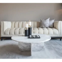 Casa Padrino Luxus Marmor Couchtisch Weiß Ø 90 cm - Luxus Wohnzimmer Möbel