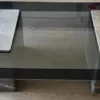 Casa Padrino Luxus Marmor Couchtisch mit Glasplatte Grau / Schwarz 140 cm