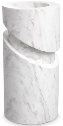 Casa Padrino Luxus Marmor Deko Objekt Weiß Ø 18 x H. 36 cm - Wohnzimmer Deko - Schreibtisch Deko - Luxus Marmor Deko Accessoires