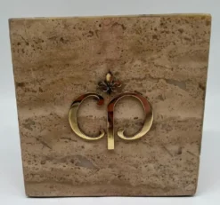 Casa Padrino Luxus Marmor Deko Buchstützen Set Braun / Gold