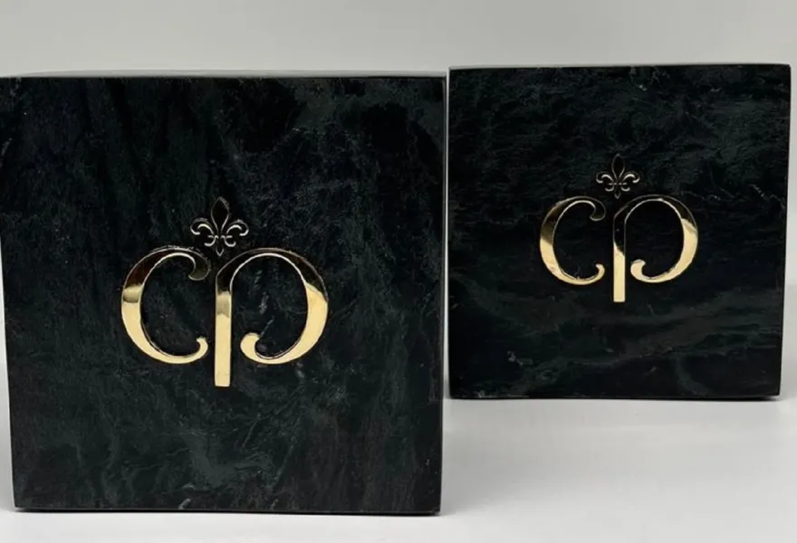 Casa Padrino Luxus Marmor Deko Buchstützen Set Schwarz / Gold