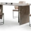 Casa Padrino Luxus Marmor Esstisch Braun / Silber 220 x 110 x H. 75 cm - Rechteckiger Marmor Küchentisch - Esszimmer Möbel - Marmor Möbel - Luxus Möbel - Esszimmer Einrichtung - Luxus Einrichtung