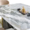 Casa Padrino Luxus Marmor Esstisch Grau / Gold 220 x 110 x H. 75 cm - Rechteckiger Marmor Küchentisch - Esszimmer Möbel - Marmor Möbel - Luxus Möbel - Esszimmer Einrichtung - Luxus Einrichtung