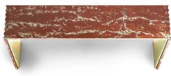 Casa Padrino Luxus Marmor Konsole Rot / Messingfarben 180 x 40 x H. 90 cm - Edler Konsolentisch mit hochwertigem handgeschliffenen Rosso Francia Marmor - Luxus Hotel Möbel